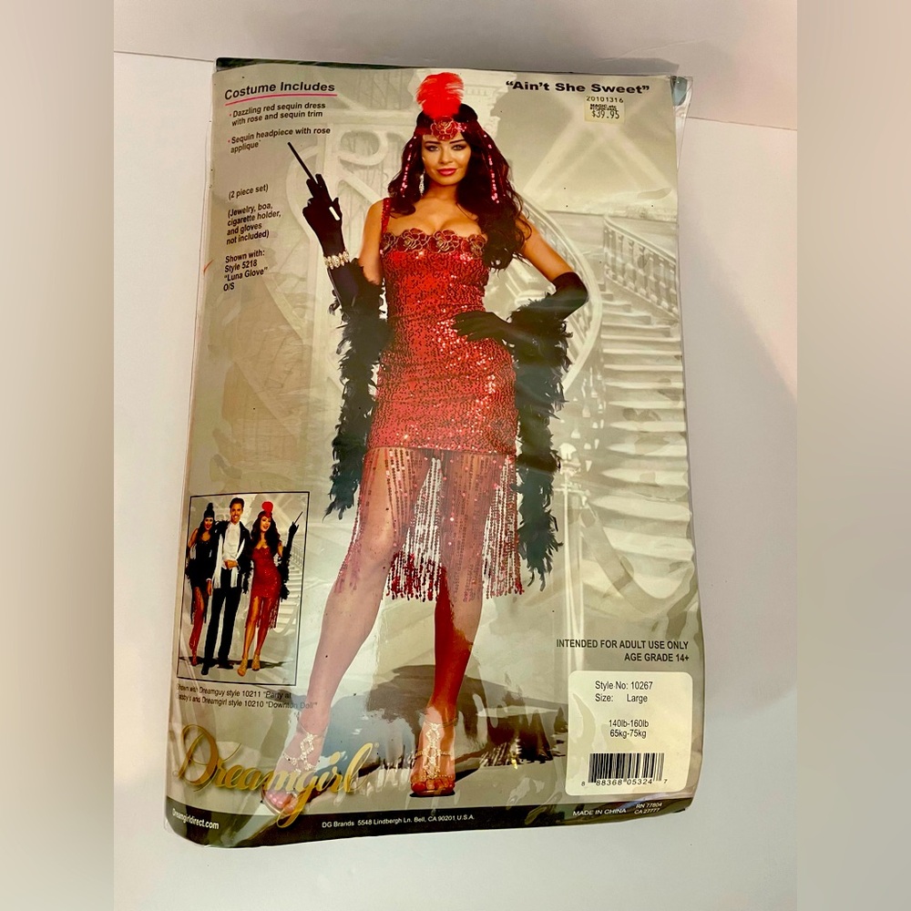 Flapper Halloween Costume with Extras!! Sz L